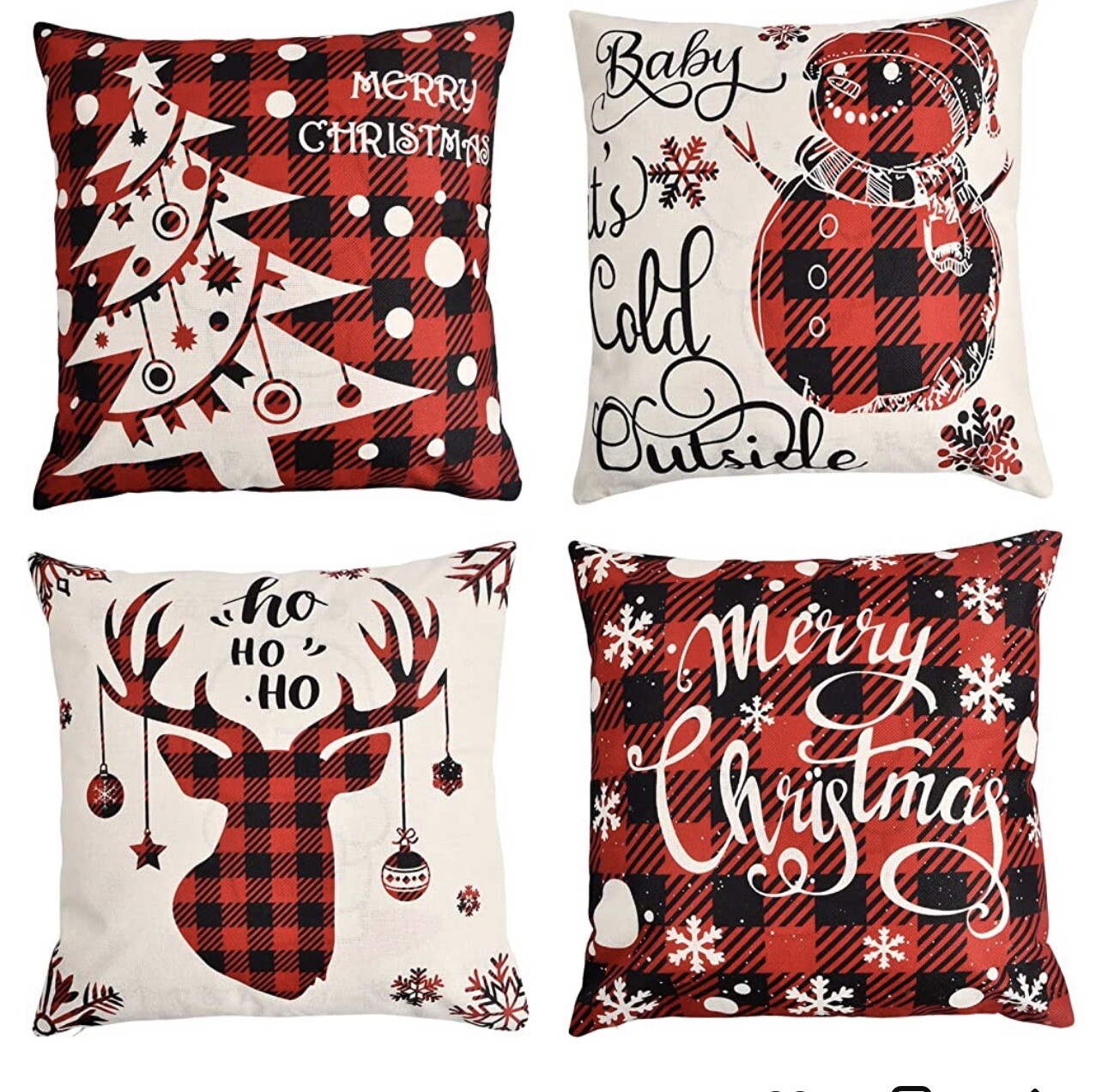 Christmas Pillow Covers 18×18 Inch Set of 4 Christmas Throw Pillow Covers New