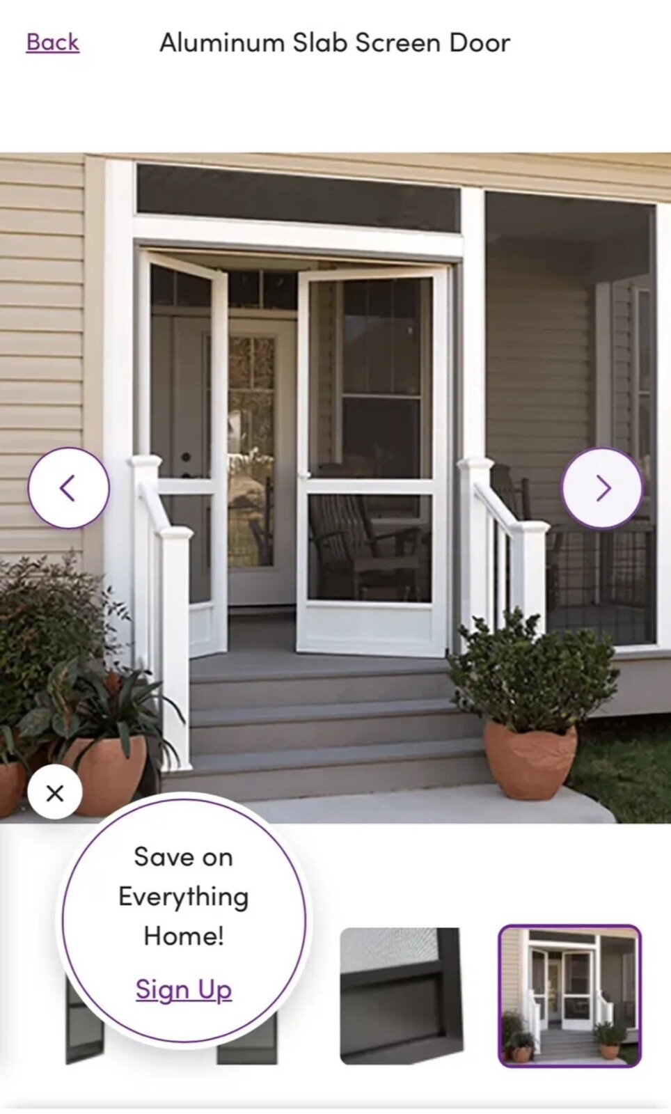 SCREEN DOOR WITH FRAME AND HINGES