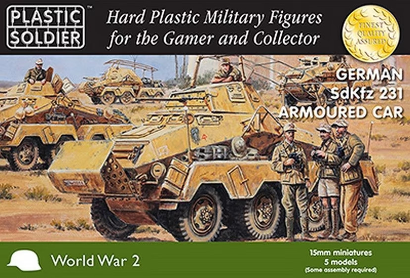 WW2V15031 15mm German SdKfz 231 Armoured Car Plastic Soldier 1/100 NEW IN BOXWW2