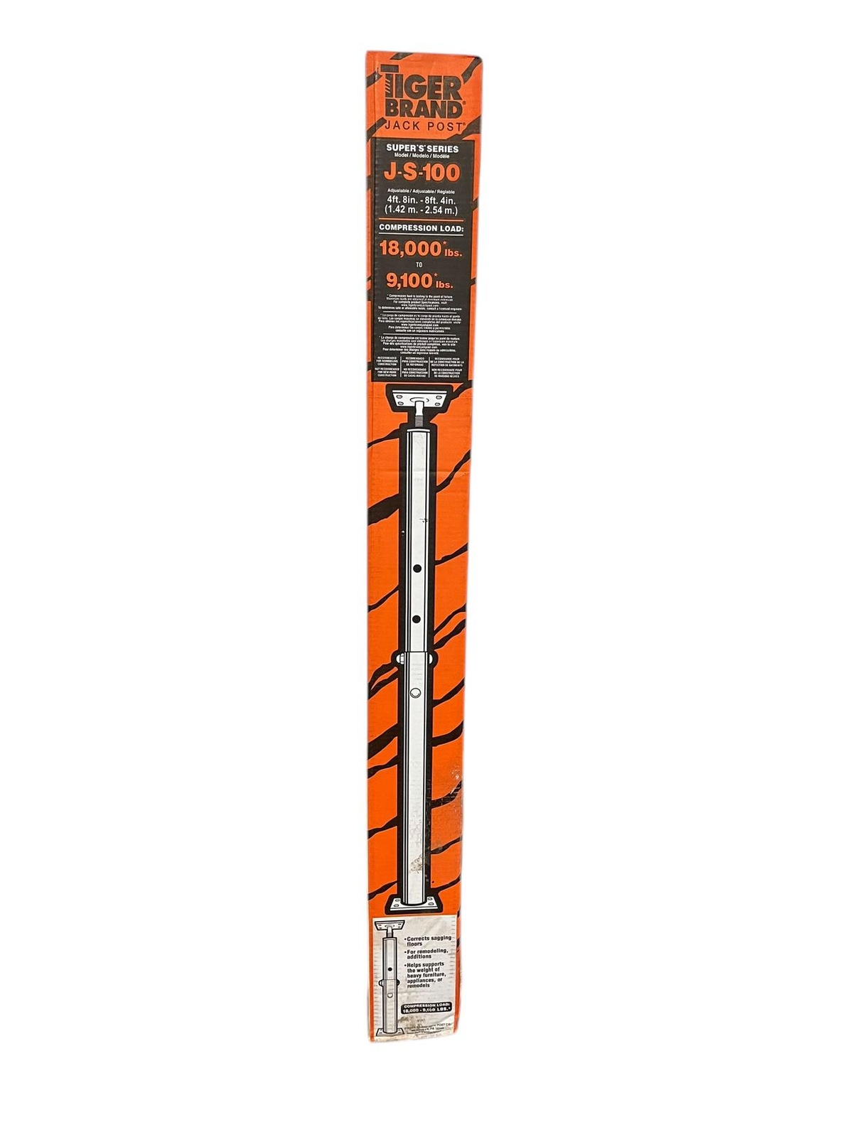Tiger Brand Jack Post For Wood & Steel Beams 56 "-100 " 9100 Lbs. 2-1/4 " X 15