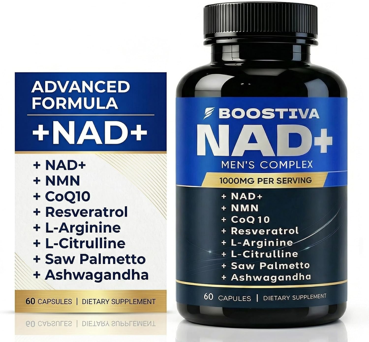 Boostiva NAD+ Supplements for Men, with Resveratrol, CoQ10, L Citrulline and ...