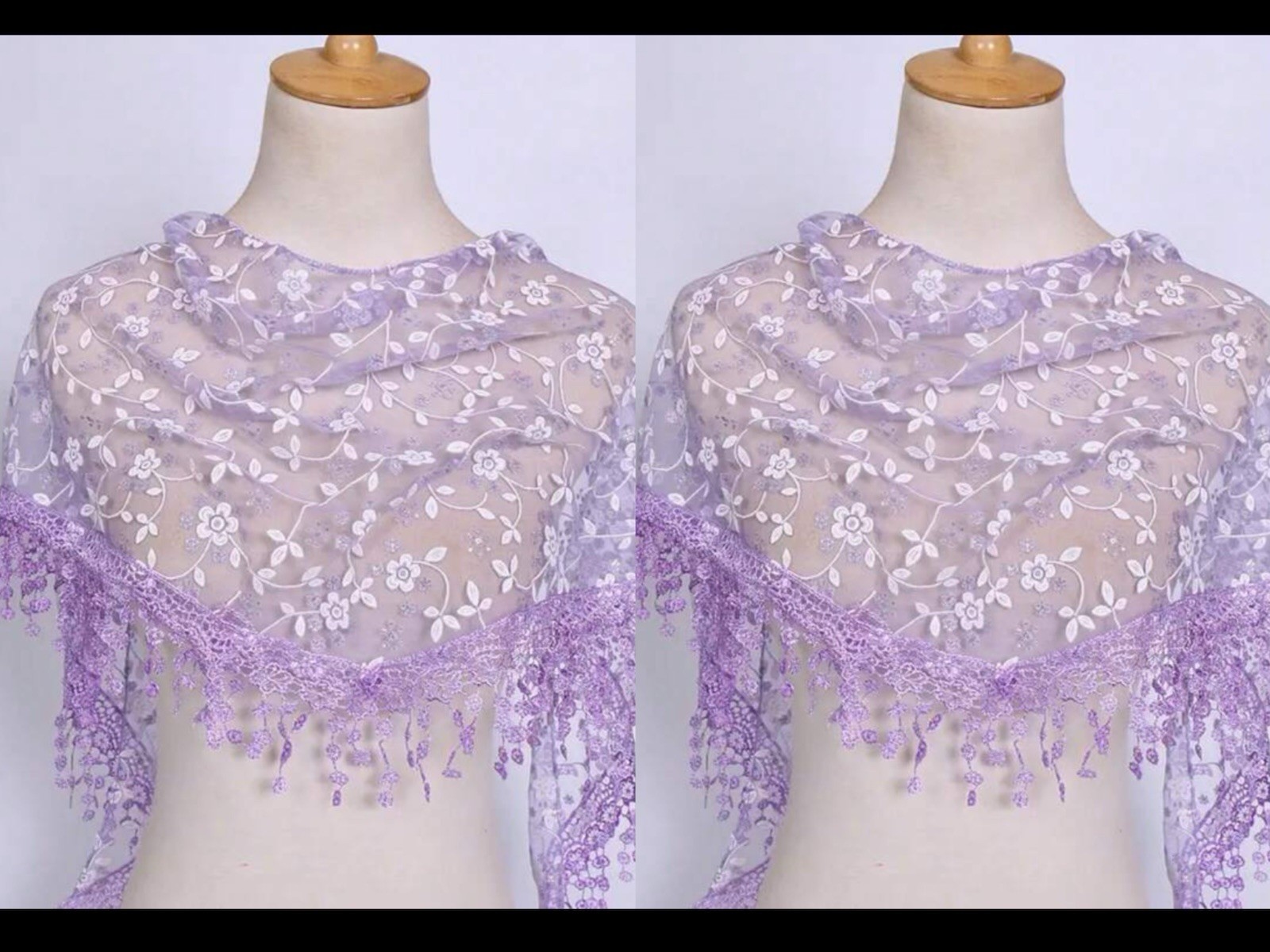 Set Of 2 X Purple Mass Veil Triangle Head Covering Religious Church Scarf Veil