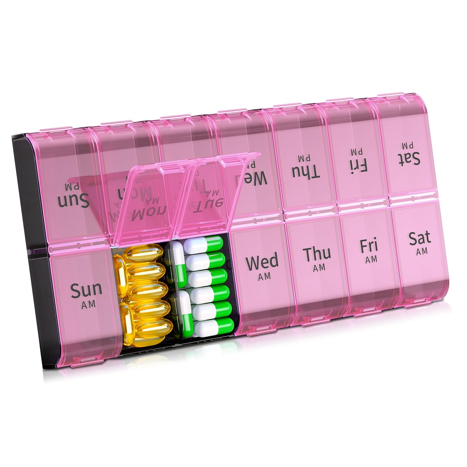 XL Large Weekly Pill Organizer 2 Times a Day, Extra Big 7 Day Pill Box AM PM,...