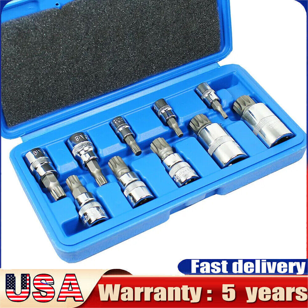 10PCS XZN Triple Square 12 Point Spline Bit Socket Set 4MM-18MM S2 Steel Bits