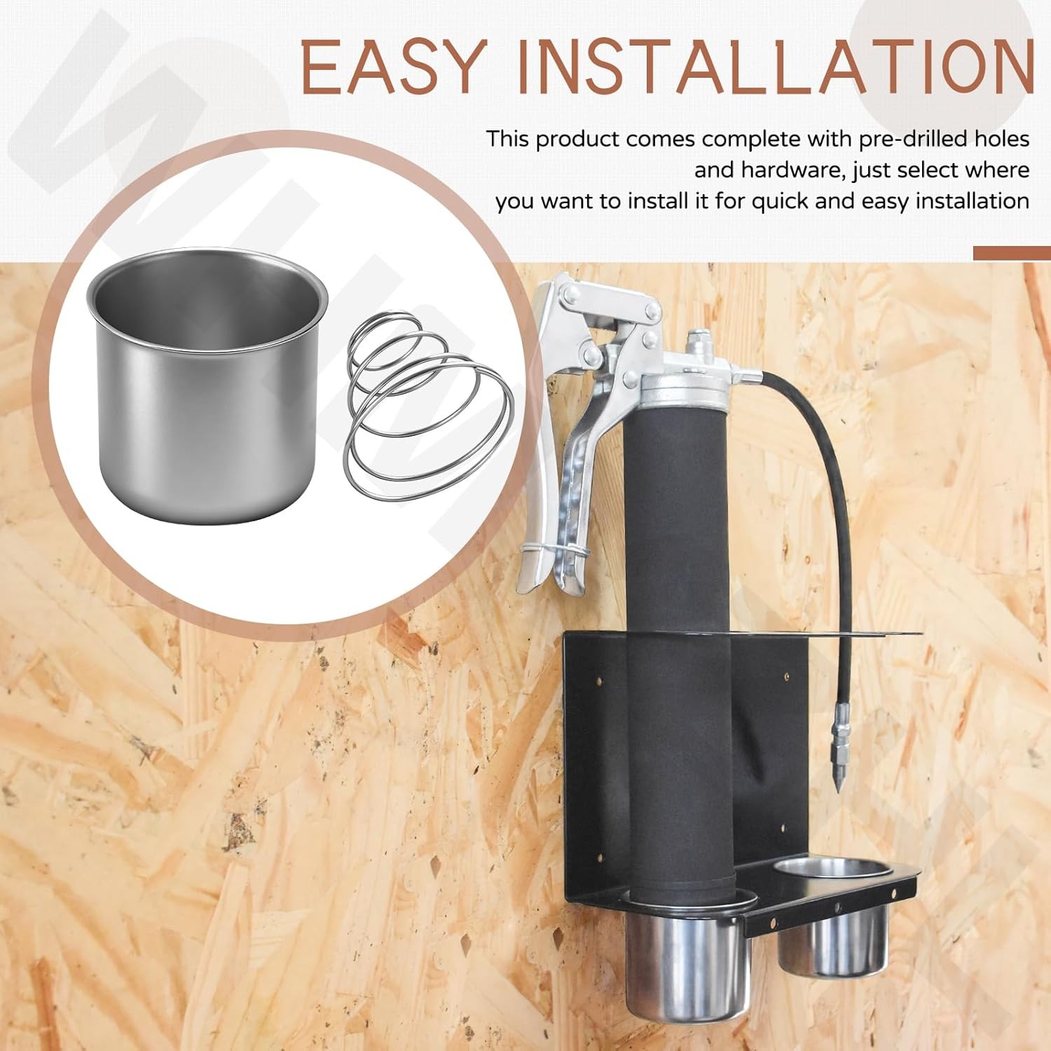 Grease Gun Garage Organizer Wall Mount with Drip Cup