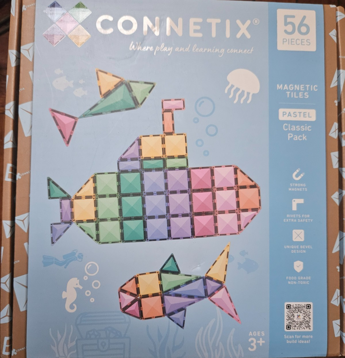 CONNETIX Magnetic Tiles Pastel Classic Pack 56pc New!