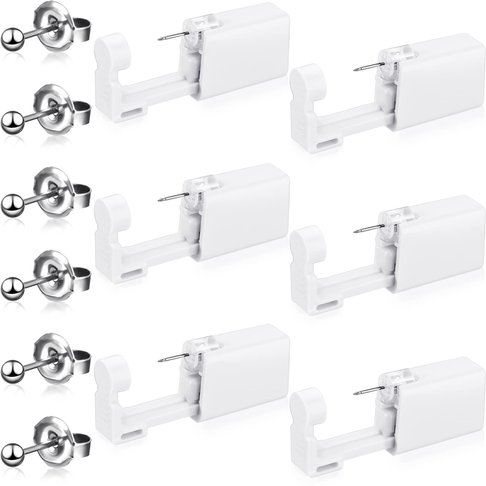 Honoson 6 Pieces Disposable Ear Gun Piercing Kit with As picture shown, White