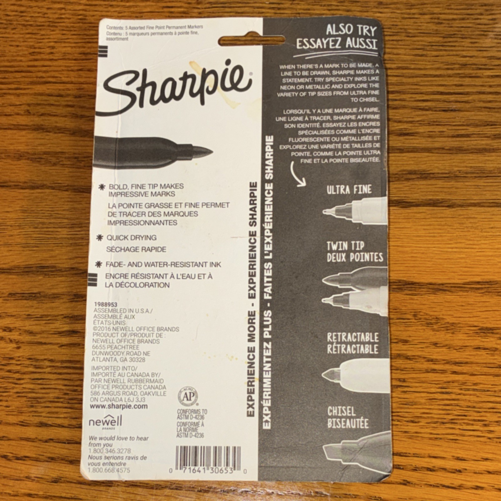 Sharpie Fine Point Permanent Markers 5-Pack Assorted Colors MPN 30653