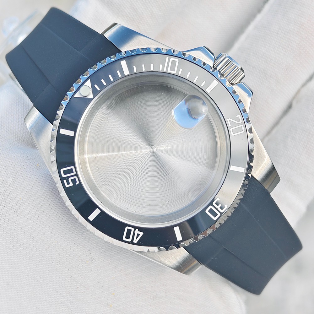 40mm Watch Case Silicone Strap Set For NH34 NH35 NH36 NH38 SUB GMT Bezel Watches