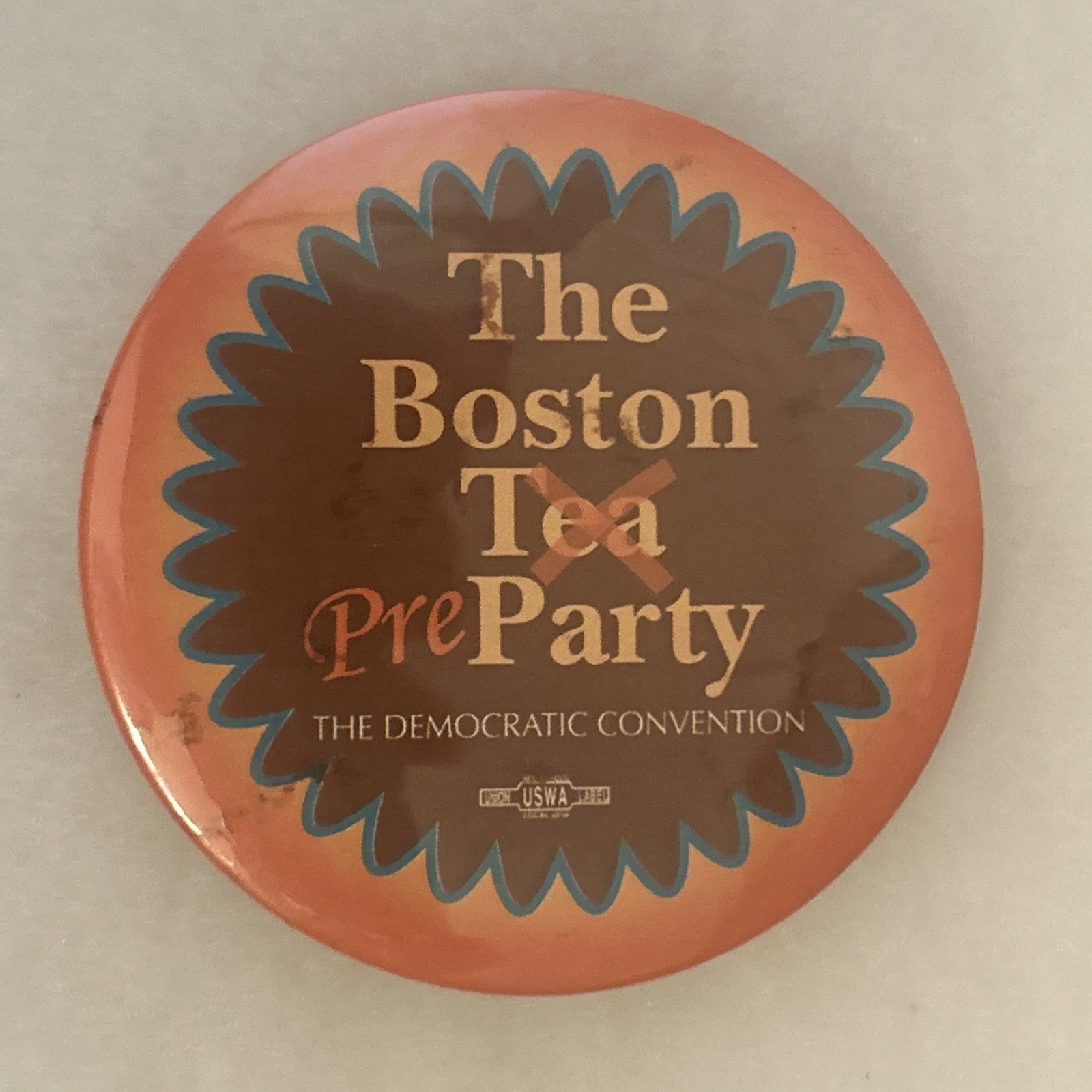The Boston Tea Pre Party Democratic Convention Kerry Edwards  3" pinback button