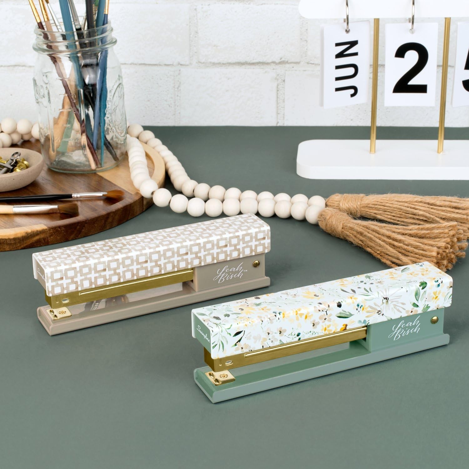 Stapler by Leah Bisch, 20 Sheet Capacity, Full Strip, Wildflowers, Colorful F...