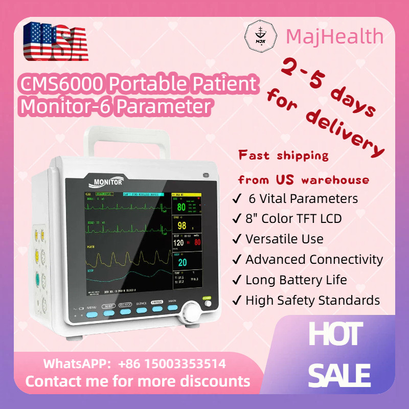 Patient Vital Signs Monitor CMS6000 - ECG, NIBP, SpO2, Resp, PR, Temp