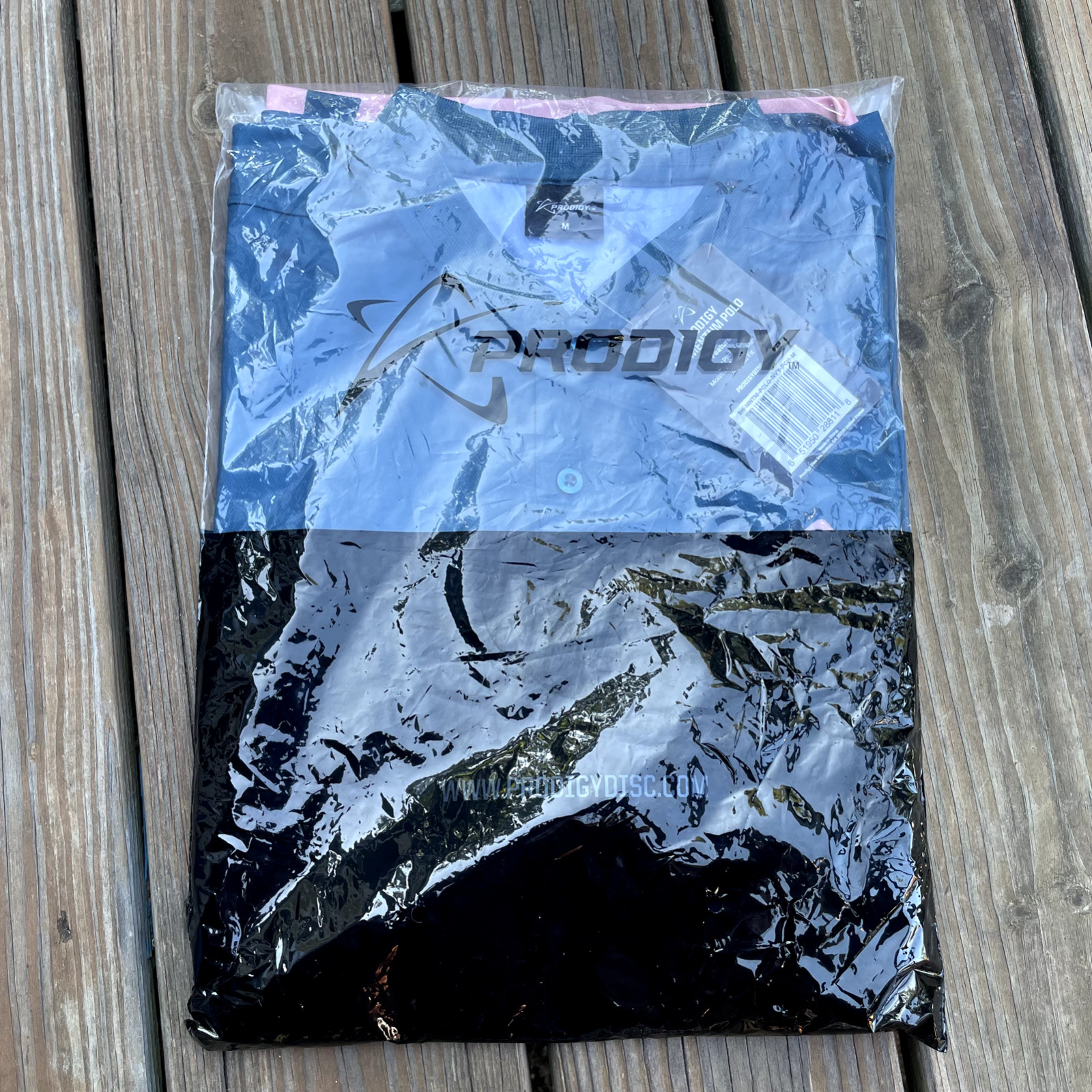 Prodigy Momentum Polo Shirt Mens Medium PDGA Disc Golf Blade Collar Navy Peach