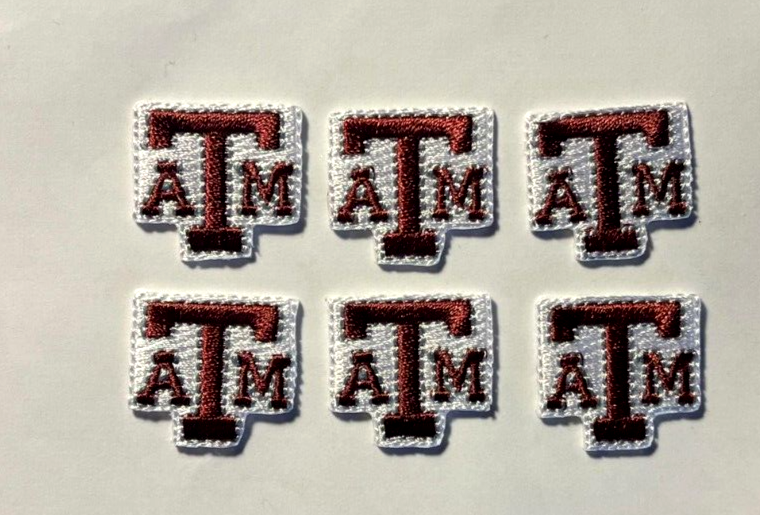 Texas A&M patch University Aggies texas 7/8" x 7/8" iron on patches 6 piece lot