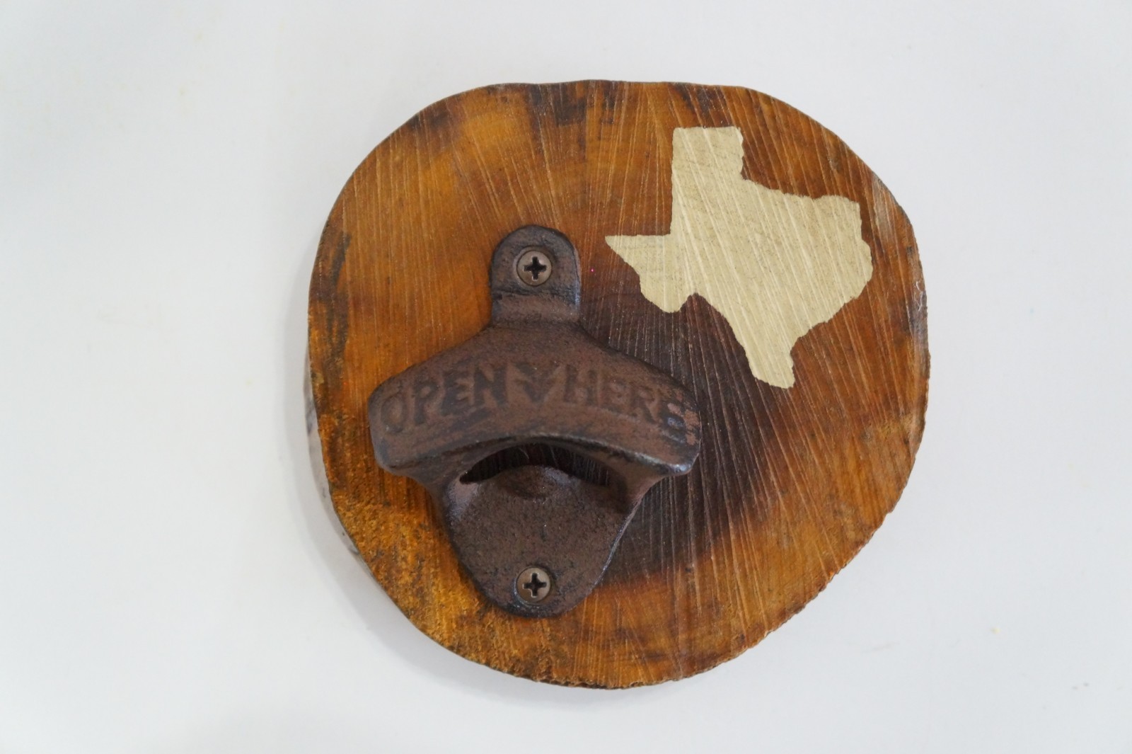 State of Texas Rustic Cast Iron Beer Bottle Opener Open Here Man Cave Breweriana