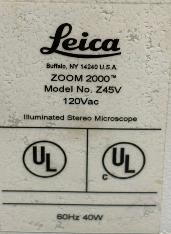 Leica Zoom 2000 Illuminated Stereo Microscope Model Z45V