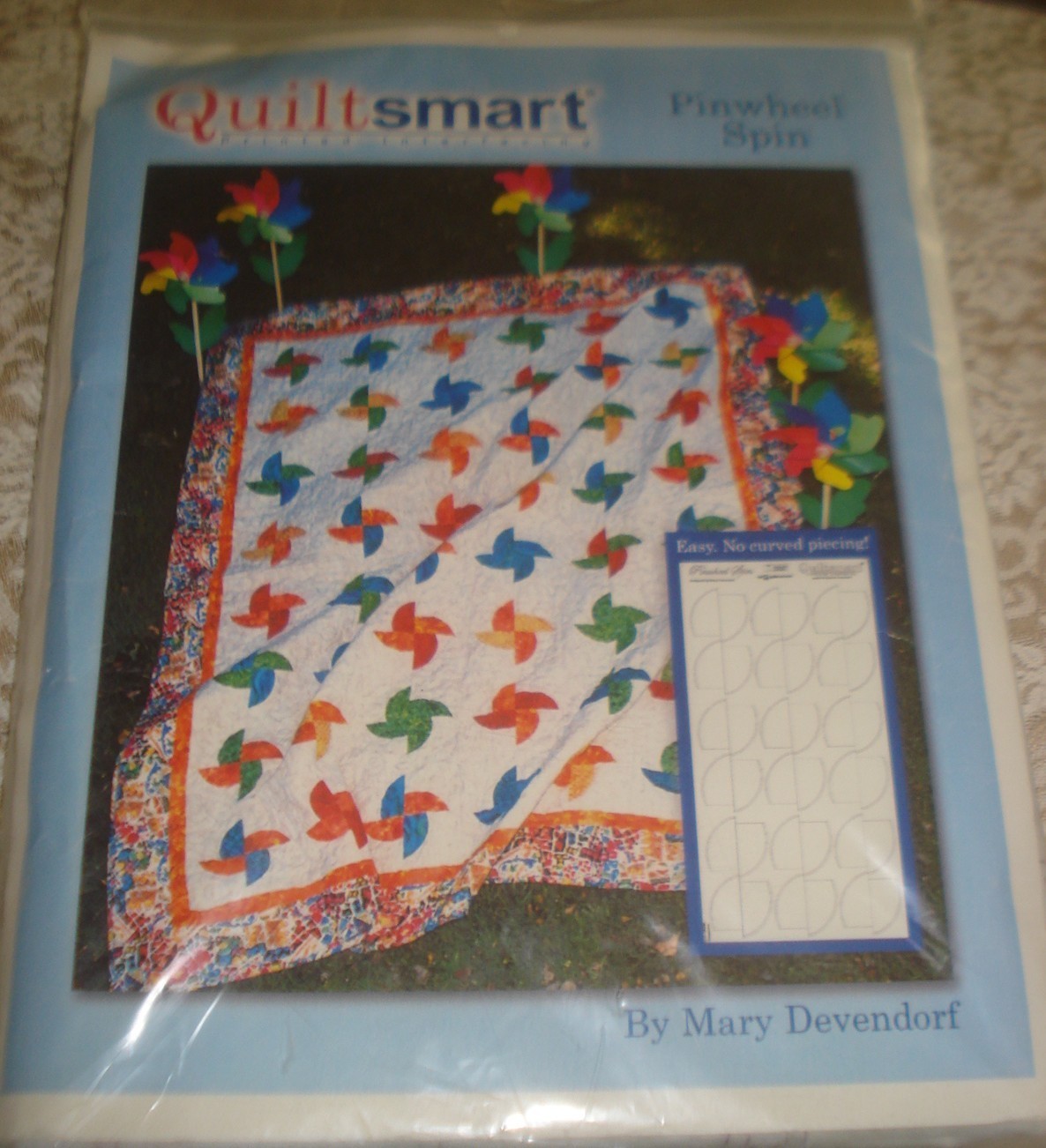 Vtg Pattern & Printed Interfacing Quilt PINWHEEL SPIN Quiltsmart Mary Devendorf