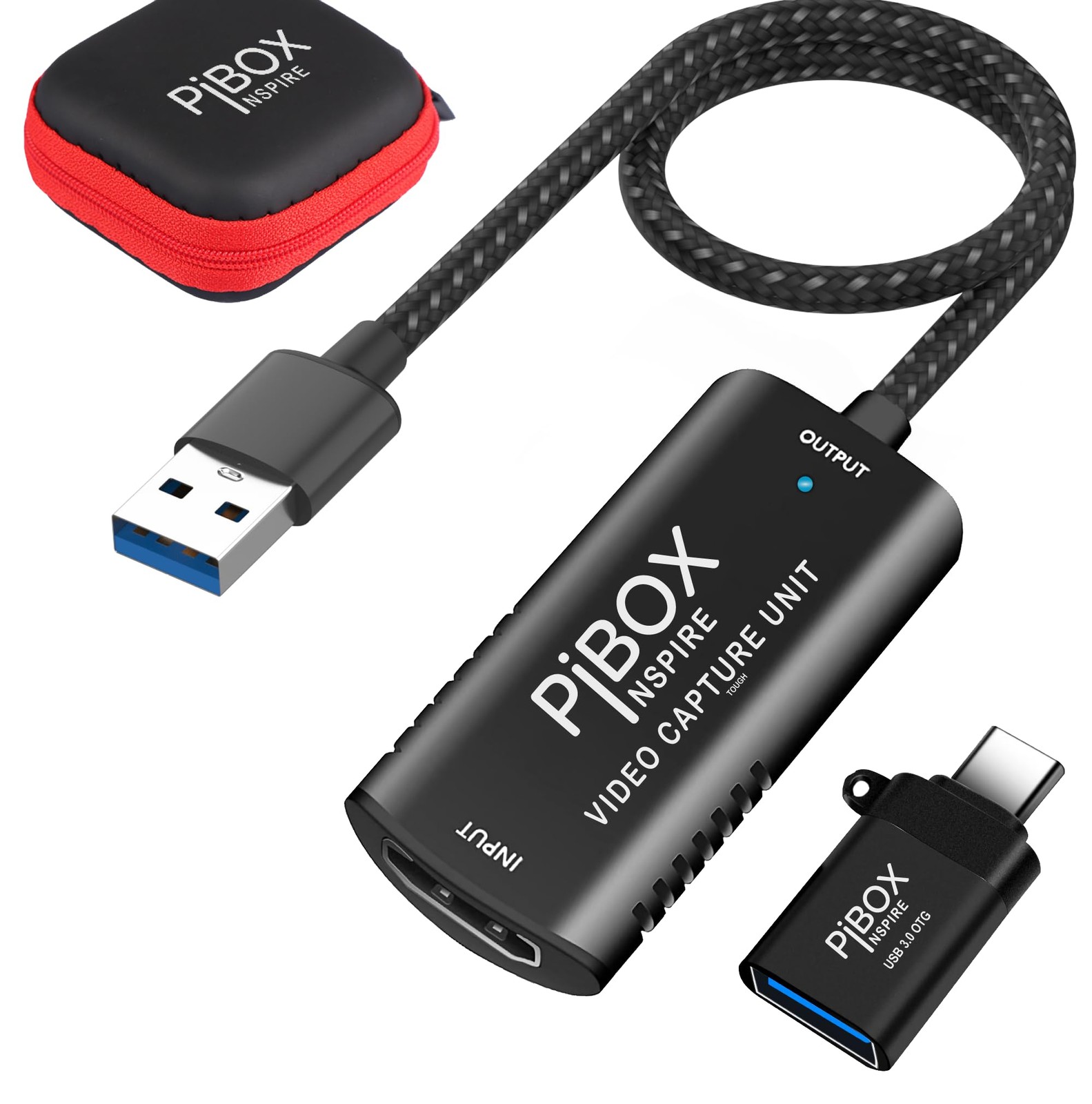 Video Capture Card, PiBOX India Braided Tough, 4K HDMI to USB 3.0 Game Captur...