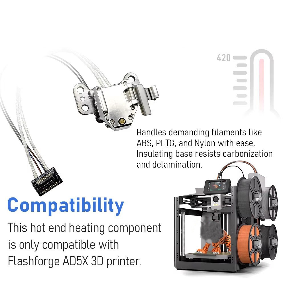Heating Assembly Kit for Flashforge AD5X Hot End Heating Component w/thermistor