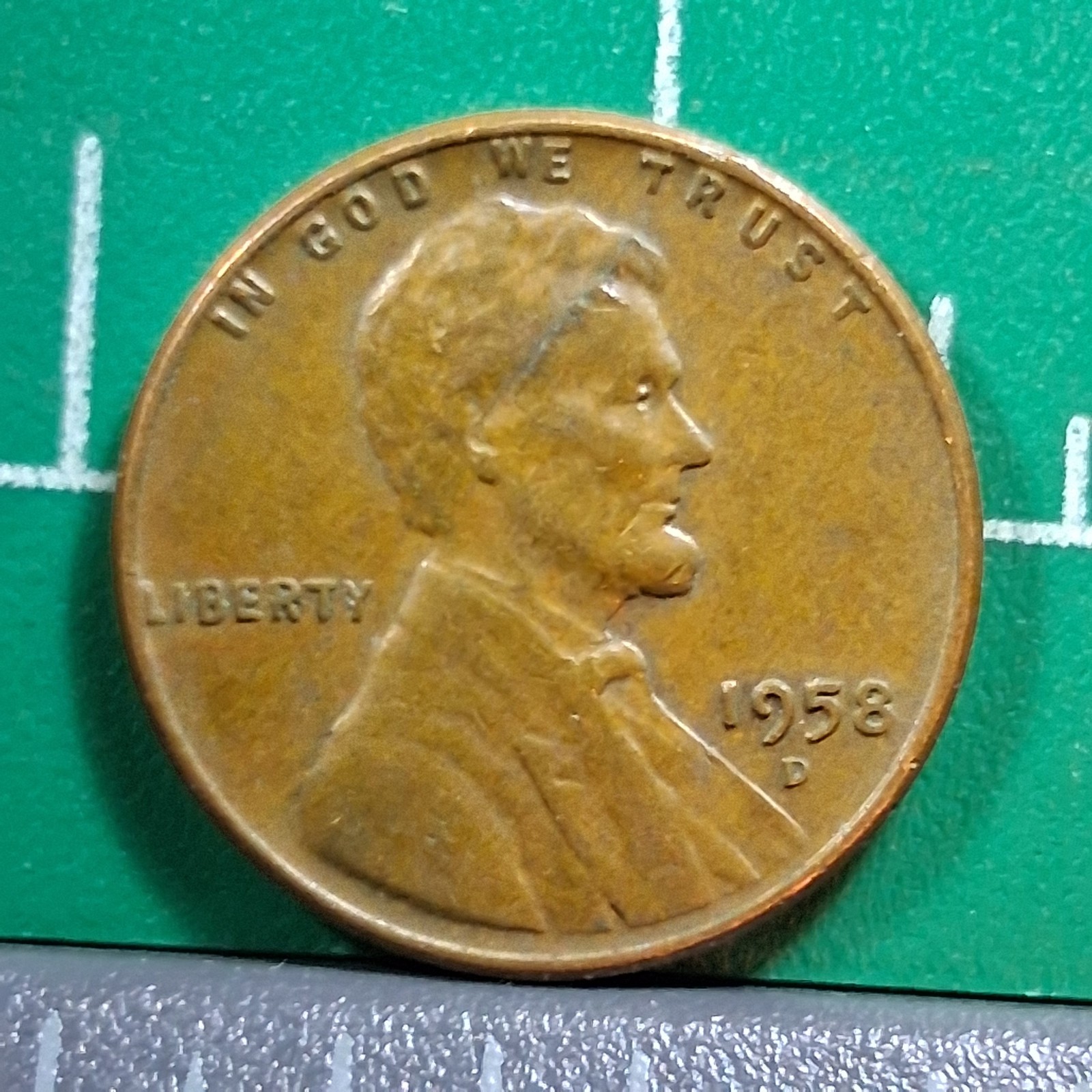 1958-D United States USA Abraham Lincoln Wheat Penny 1 Cent Copper Coin