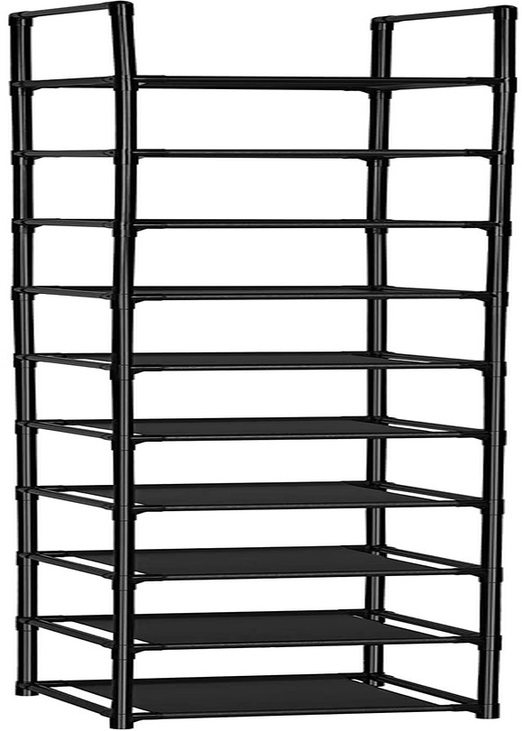 FIDUCIAL HOME 10 Tiers Shoe Rack Space Saving Vertical Single Pairs Sturdy Shoe