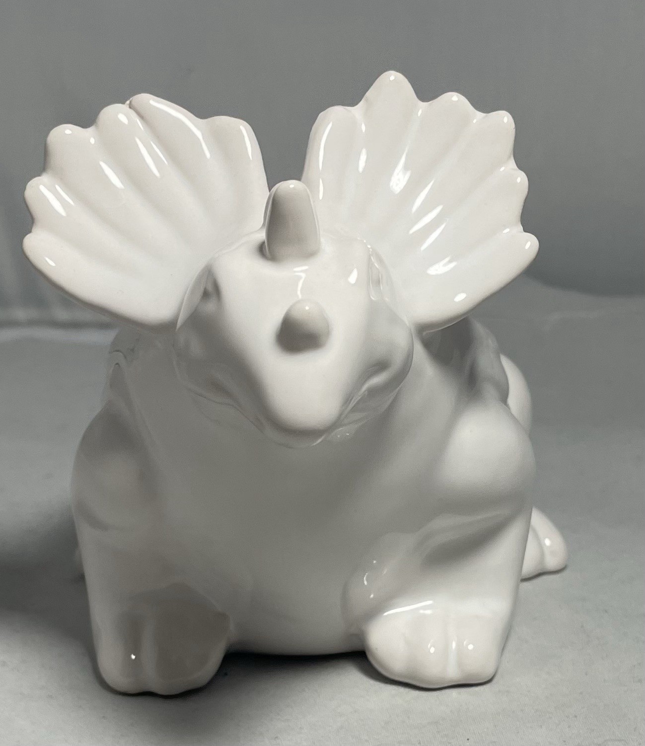 Triceratops White Ceramic Planter Vase 8.25" Dinosaur