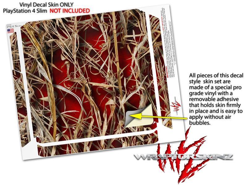 Skin for PS4 Slim WraptorCamo Grassy Marsh Camo Red Playstation 4 Console