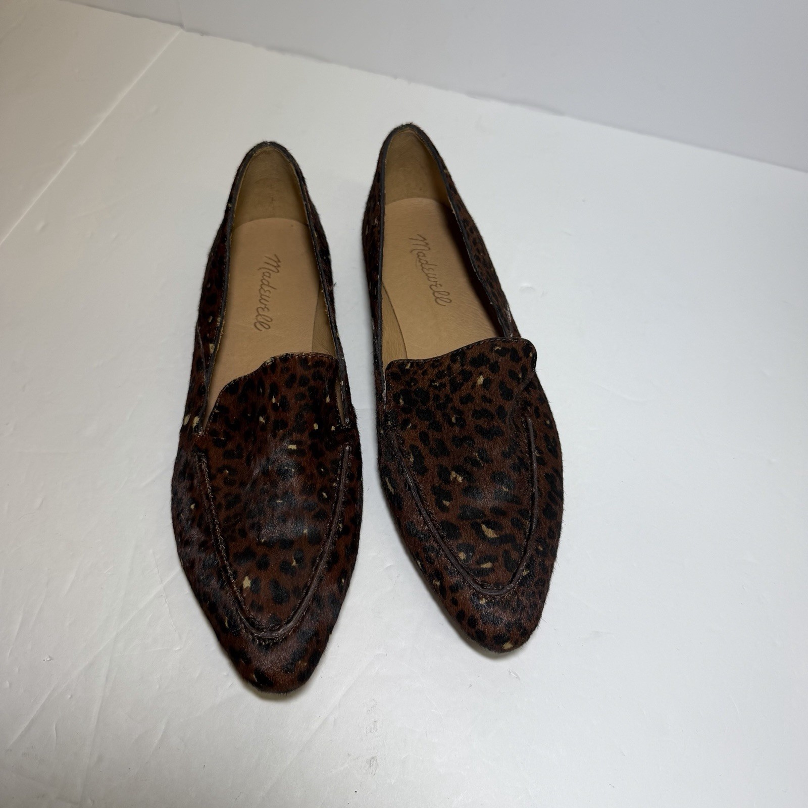 New MADEWELL Size 7.5 Frances Skimmer Loafer in Painted Leopard Calf Hair