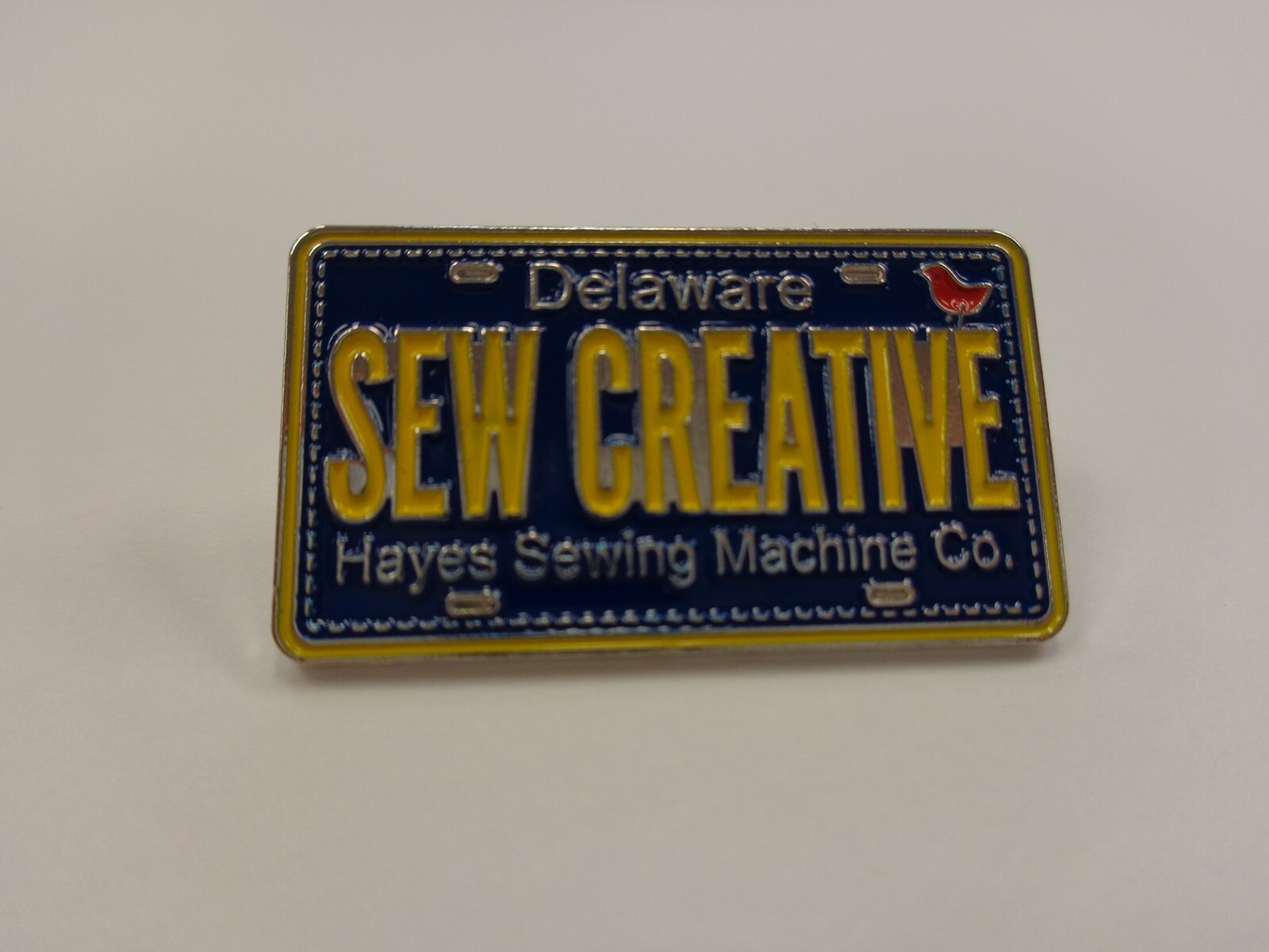 Row by Row H20 2016 Sew Creative Delaware License Plate Quilter's Pin