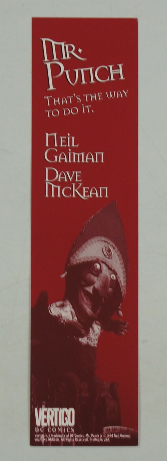 Mr. Punch Bookmark - Neil Gaiman - Dave McKean - Vertigo DC Comics - NEW