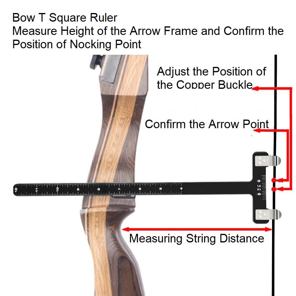 AHOSOUTLY Archery Bow String Nocking Points Set with T Square Ruler Black