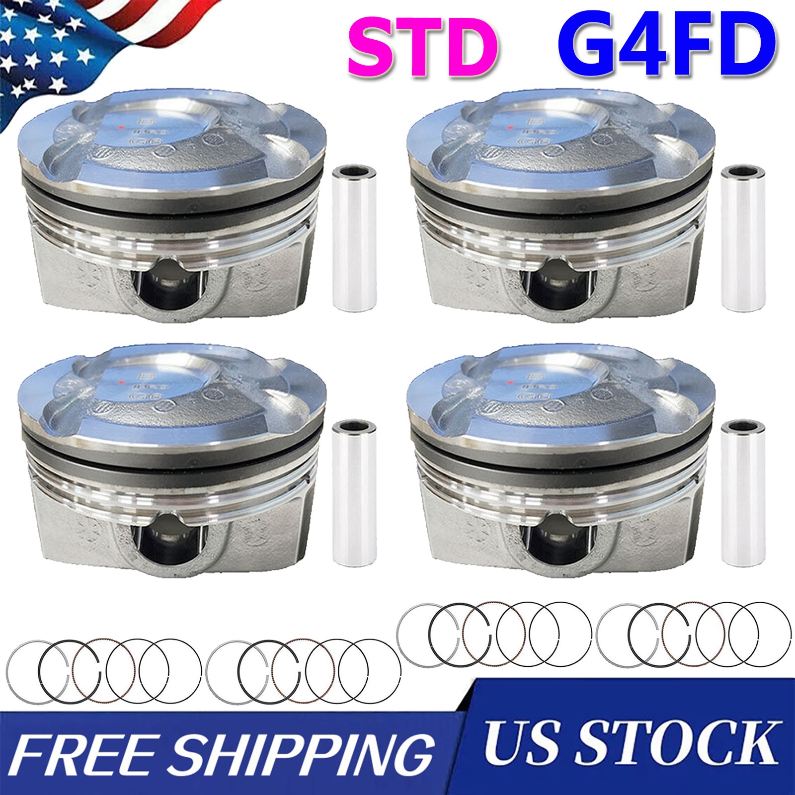 G4FD Engine Pistons Rings Kit For Hyundai Veloster Accent Kia Rio 2012-17 1.6L