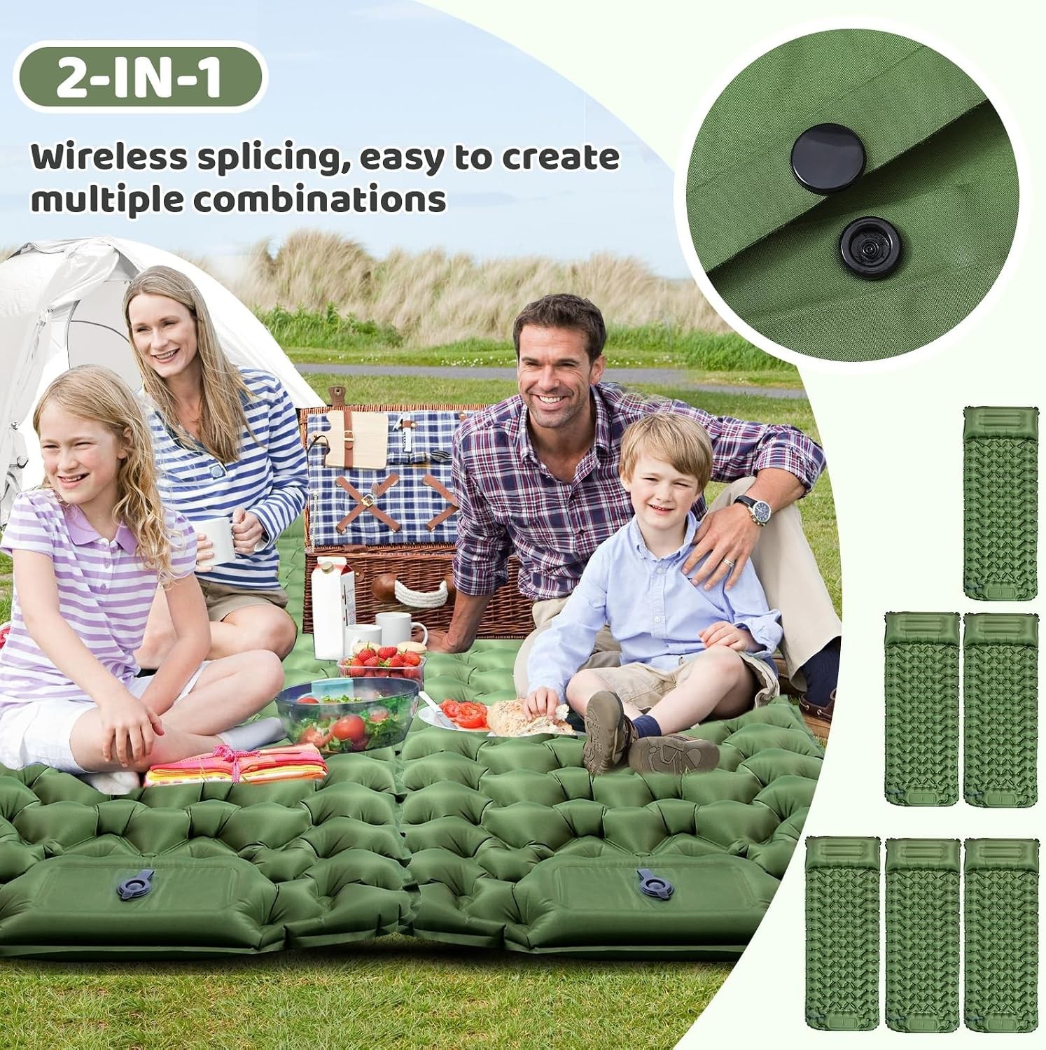 Ultralight Inflatable Sleeping Pad with Built-in Pillow & Foot Pump - 75" x 27"