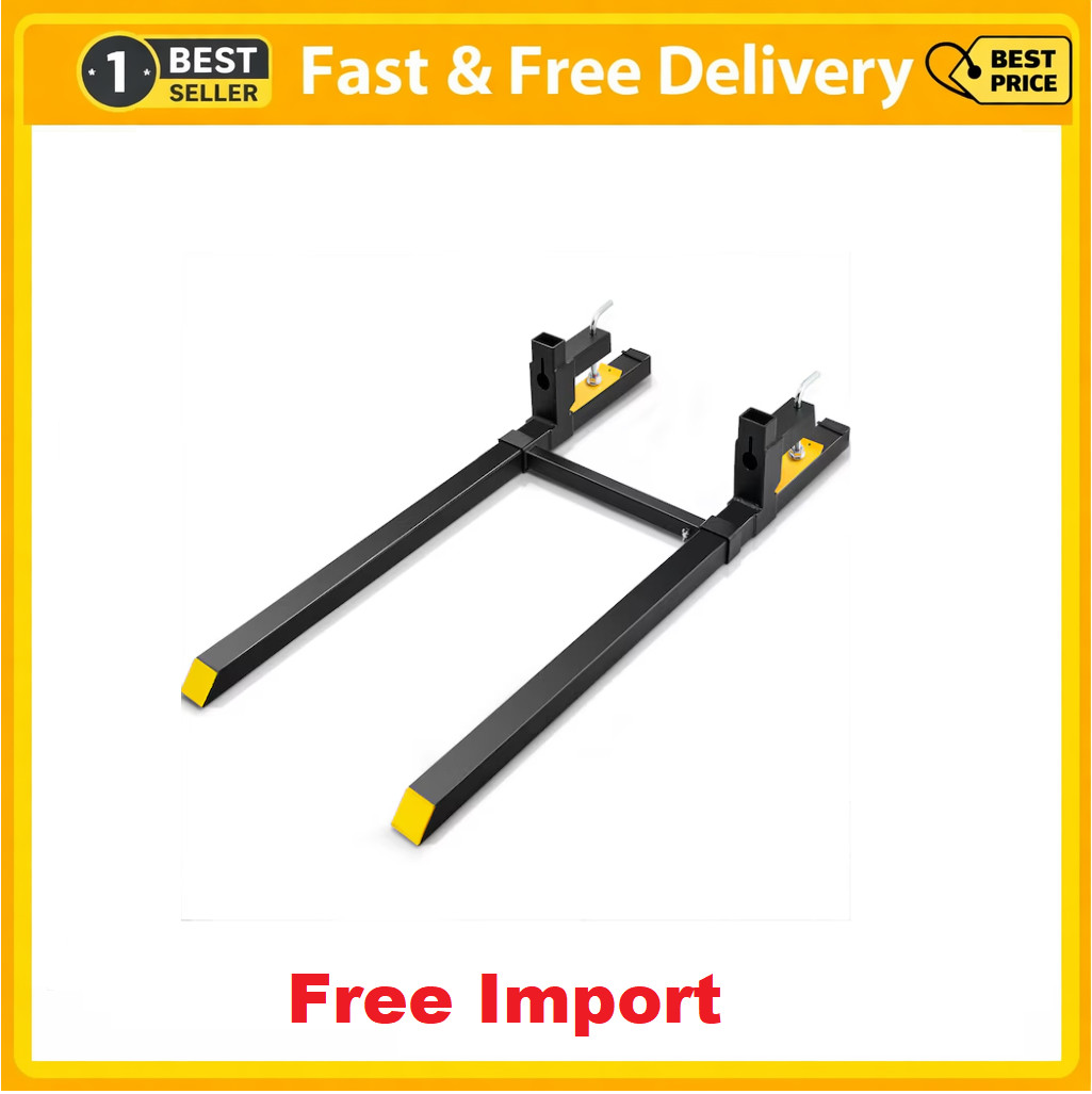 2000LBS Clamp On Pallet Forks 60" Tractor Bucket w/ Stabilizer Heavy Duty