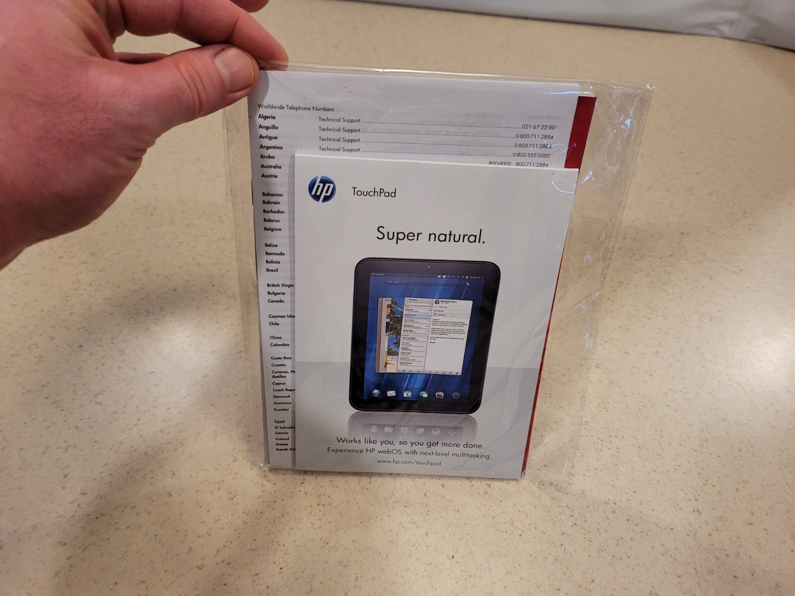 HP Touchpad Instruction Manual, Sealed with Technical Support Phone Numbers