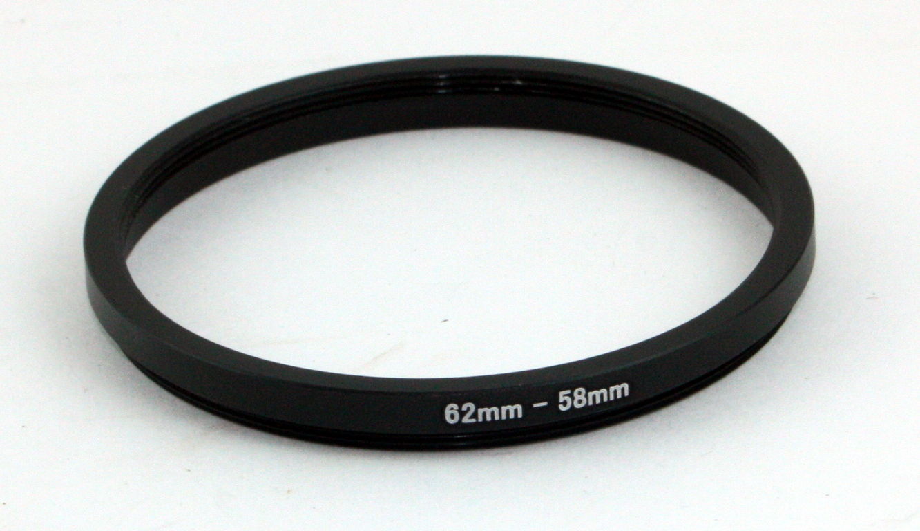 Step-Down Ring - 62mm to 58mm - For Filters Lens Hoods & More - 62-58mm