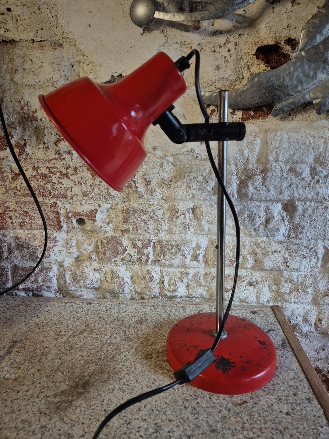 1980's Adjustable Metal Red Desk Lamp by Moda of Denmark