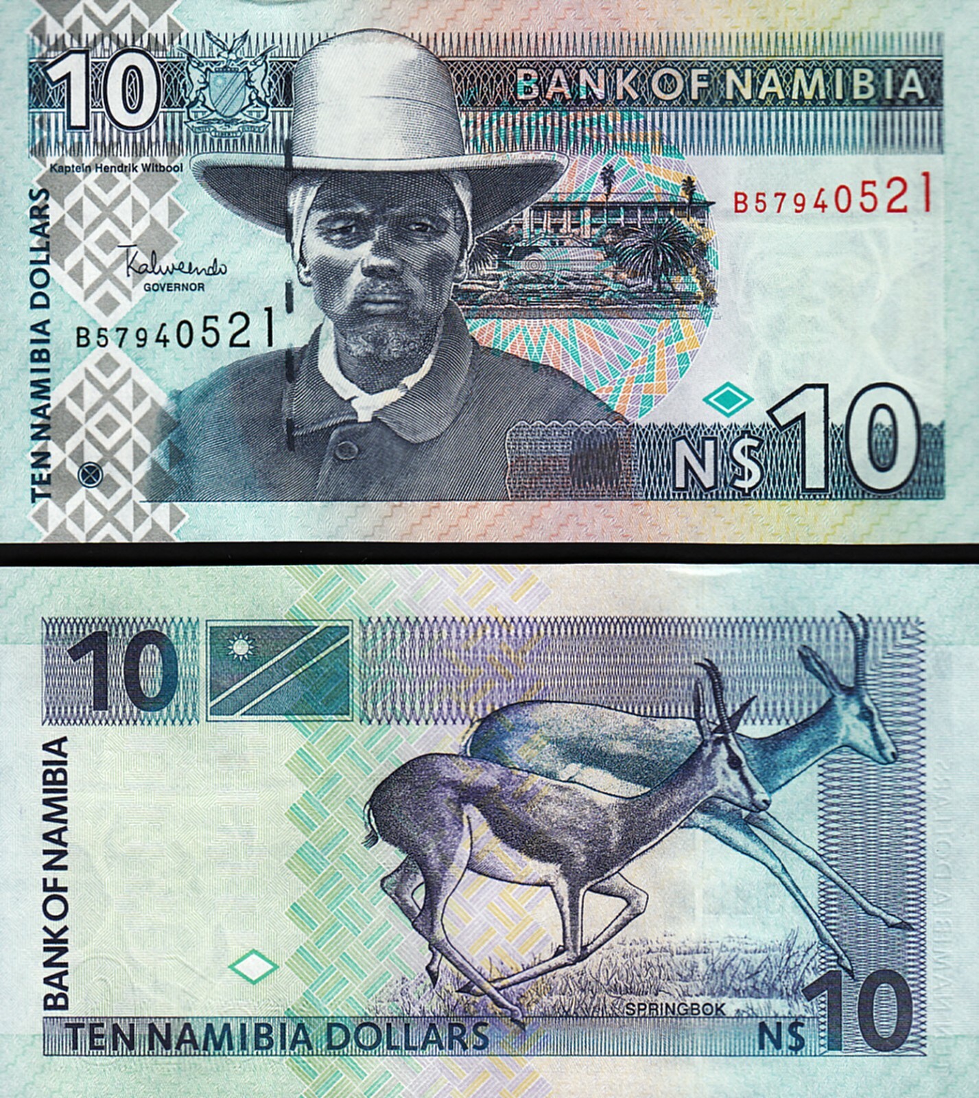Namibia 10 Dollars 2001, UNC, P-4c, Sign 3