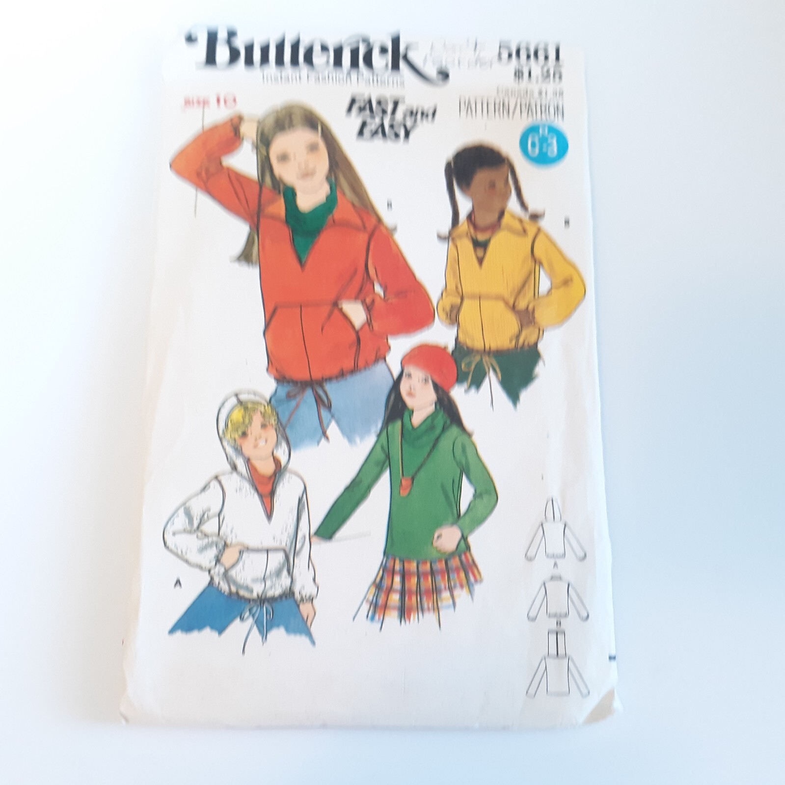 Butterick 5661 Girls Top and Jacket Pattern Size 10 Cut
