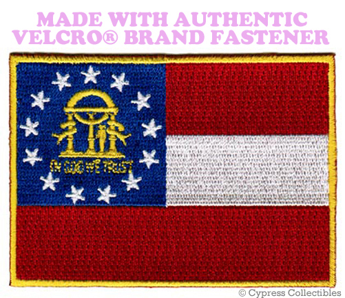 GEORGIA STATE FLAG PATCH EMBROIDERED SYMBOL APPLIQUE w/ VELCRO® Brand Fastener
