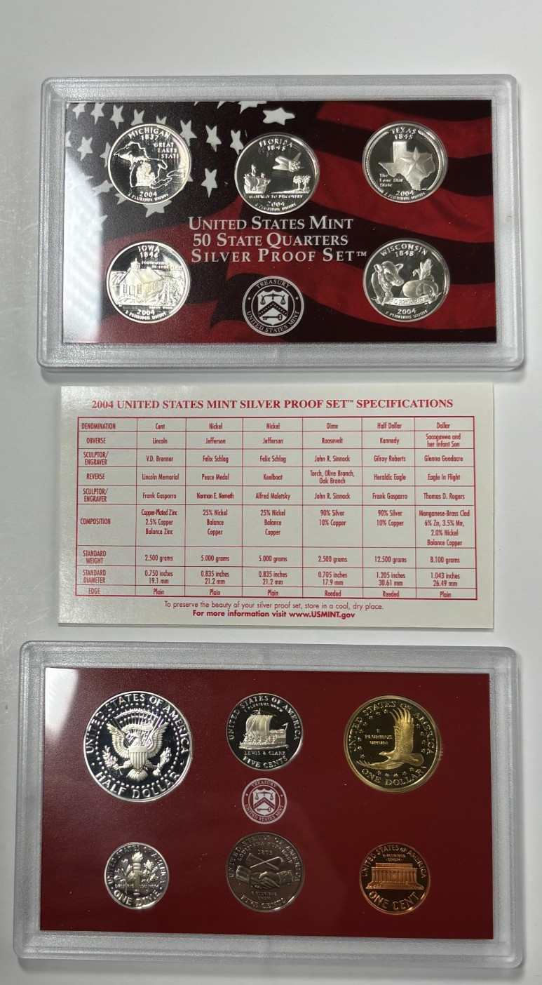 2004 Silver Proof Set U.S Mint OGP COA Nice! 90% Silver 11 coins