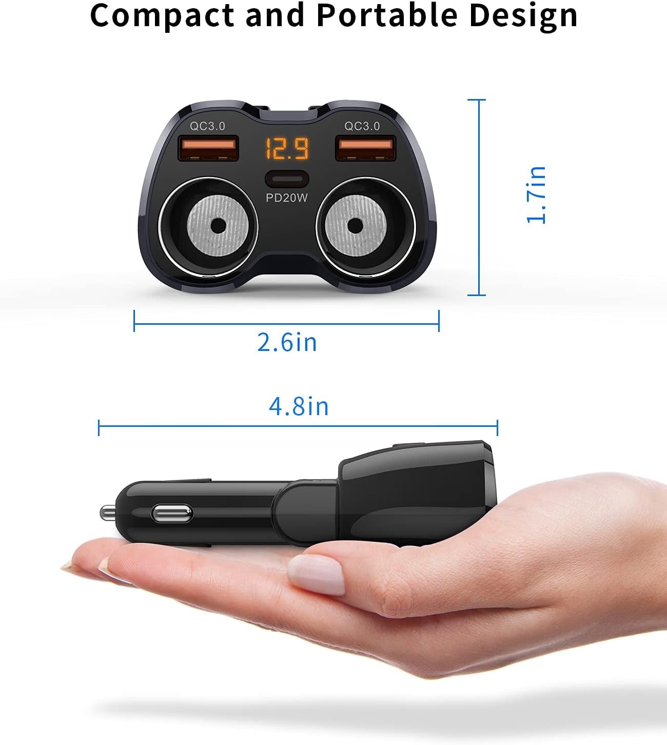 [2026 Upgraded] Cigarette Lighter Splitter, SUPERONE 180W 2-Socket Cigarette Lig