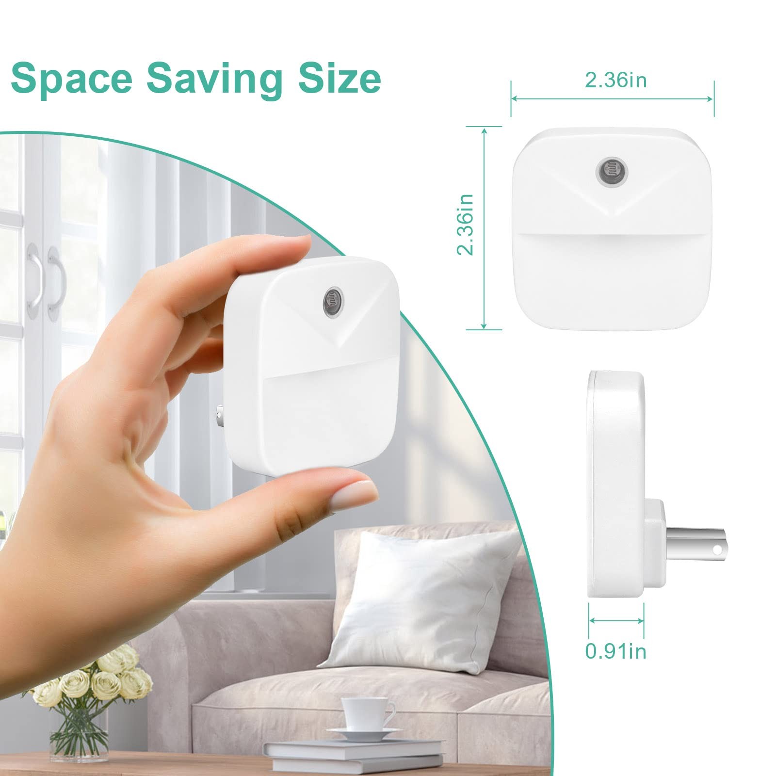 Plug-in Night Light LED Motion Sensor Activated Bathroom Kitchen Hallway 6-pack