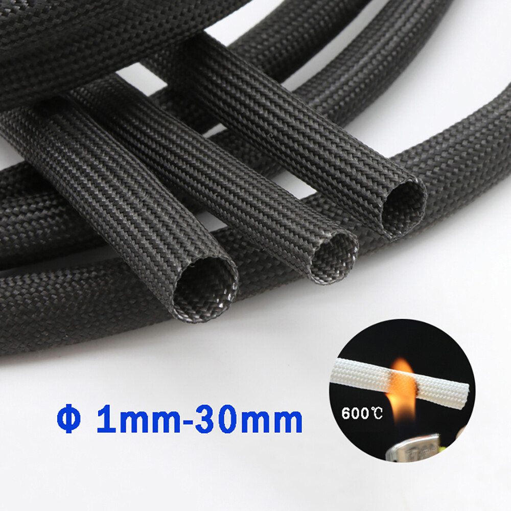 Black Fibreglass High Temperature Sleeving Wire Harness Cable Insulating Tube