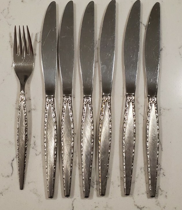 Community VENETIA 6 Dinner Knives Stainless + Fork