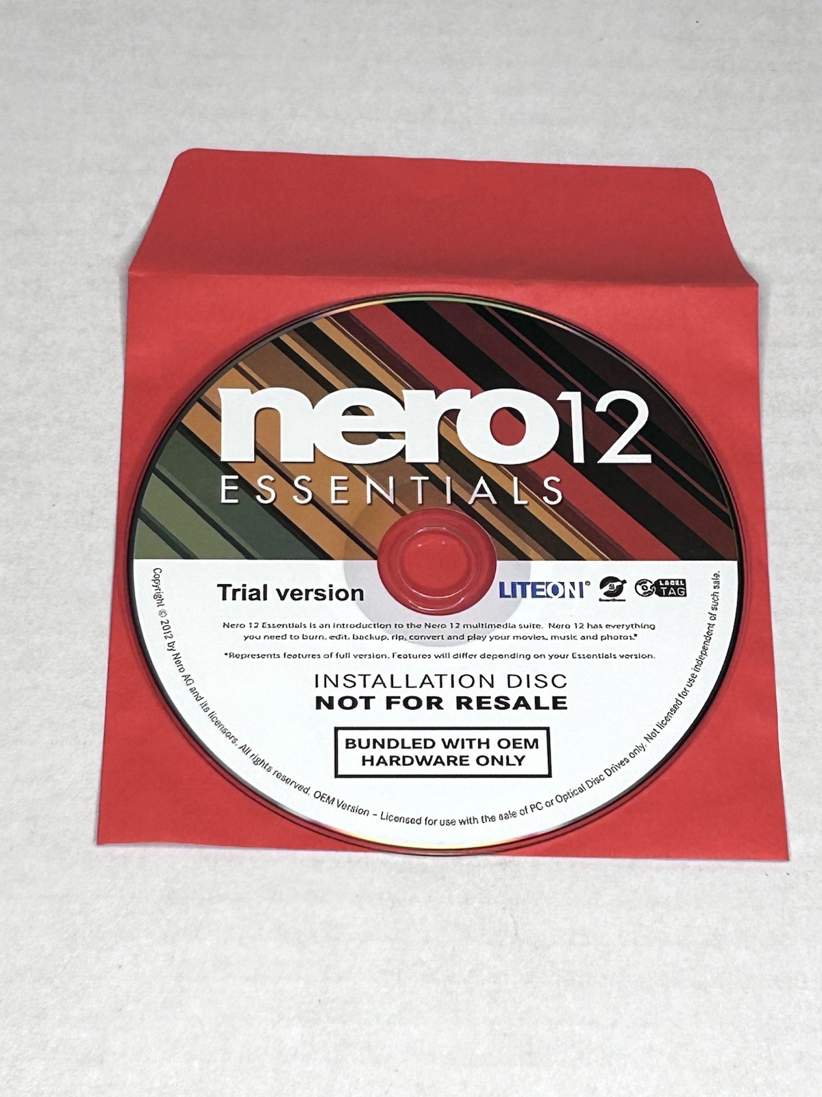 Nero 12 Essentials Trial Version Installation Disc - OEM Lite-Disc Only