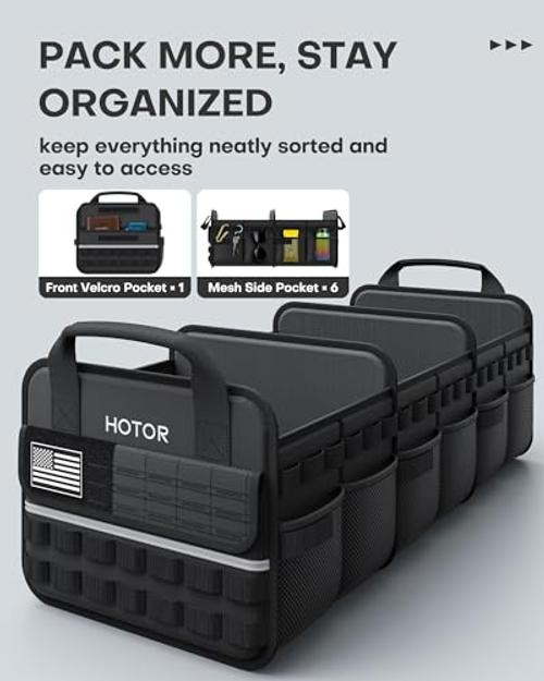 Tactical Car Trunk Organizer - Foldable Trunk Organizer for SUV XX-Large Black