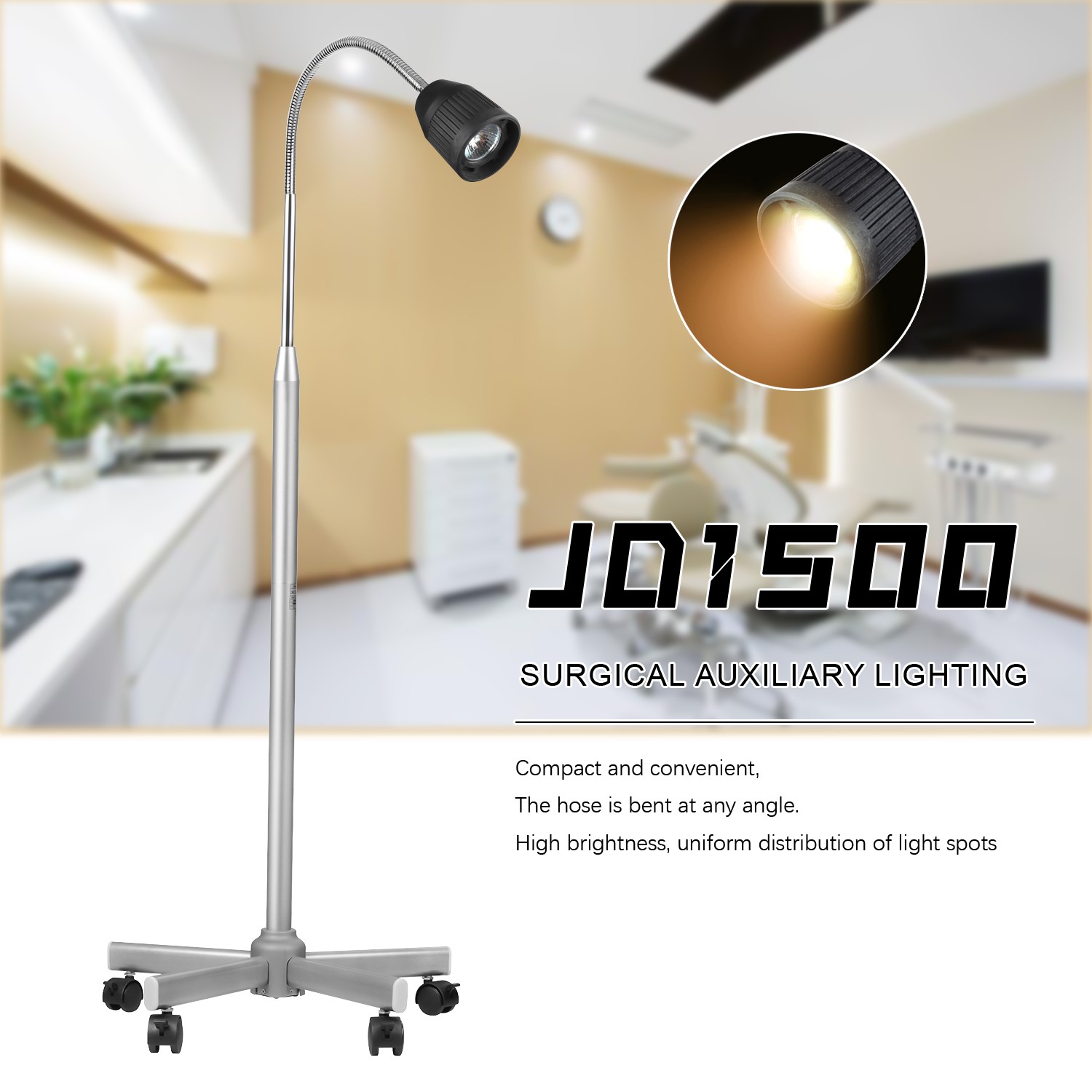 35W JD1500 Floorstanding Shadowless Dental Exam Lamp Halogen Light US STOCK