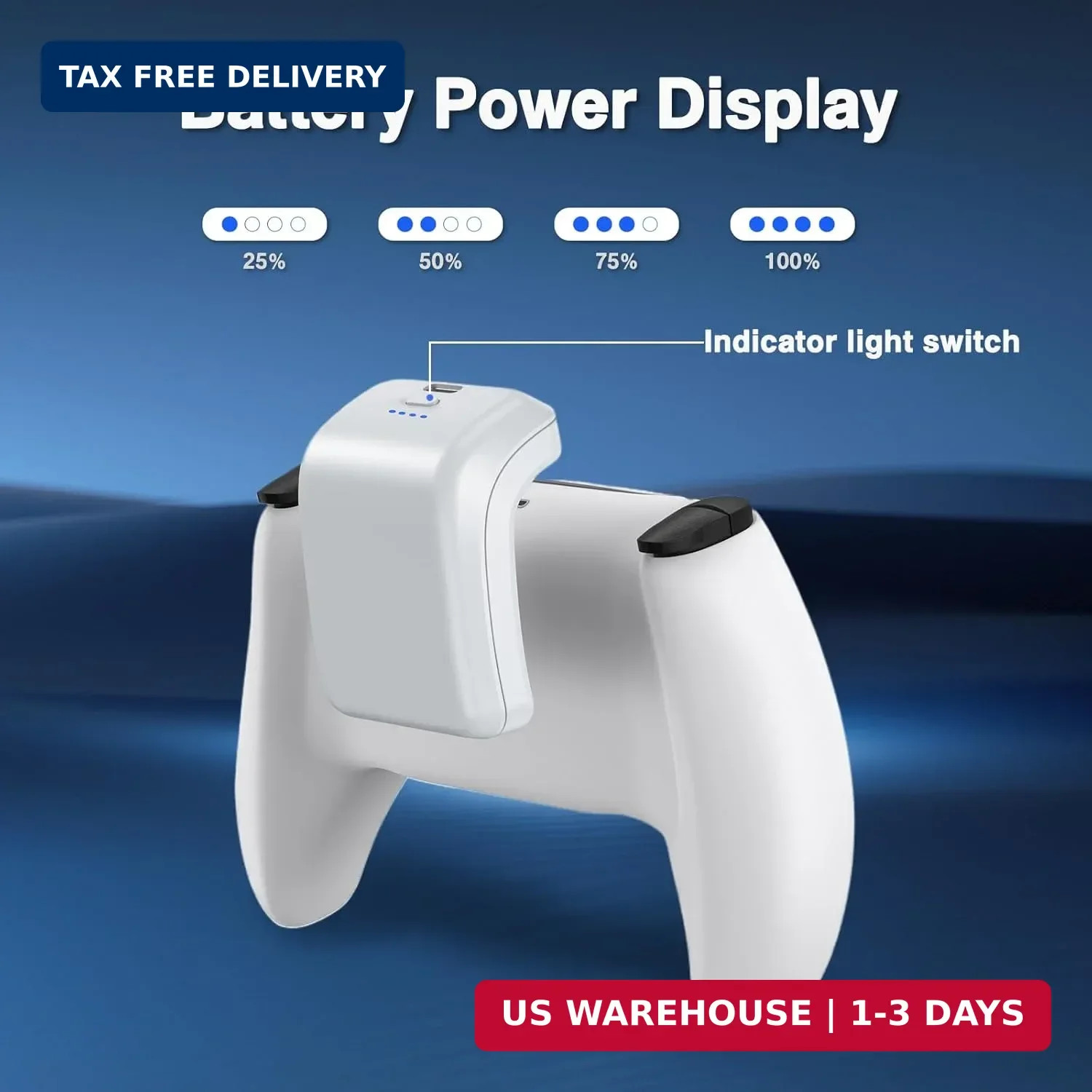 PS5 Controller External Battery Pack, 3000mAh Rechargeable Battery for Sony Play