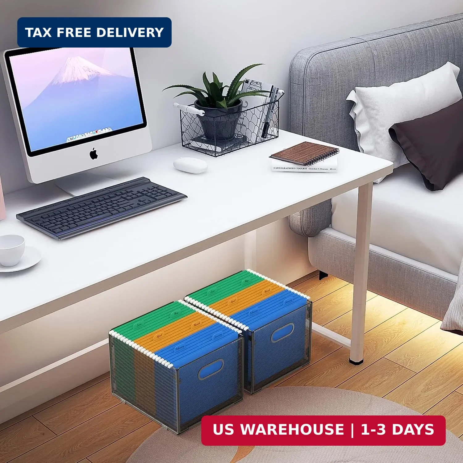 2 Pack Hanging File Organizer, Mesh File Folder Box Filing Box File Cabi